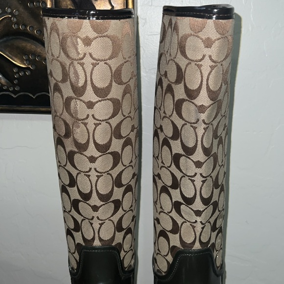 Coach Tristee Signature Logo Lace-Up Rain Boots Size 8 Excellent Condition. - Picture 4 of 13